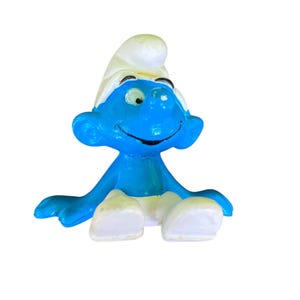 Smurfs Classic Sitting Smurf PVC Vintage Toy Figure 70s