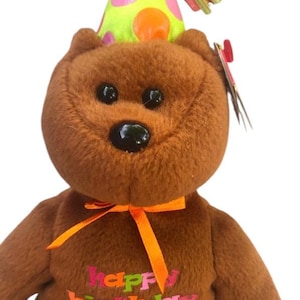 Ty Beanie Babies FELIZ ANIVERSÁRIO Urso de Pelúcia Aposentado 2008