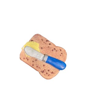 Toast Slice with Butter Knife Vintage Refrigerator Magnet