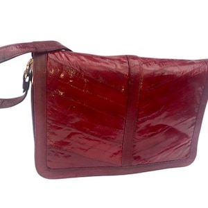vintage Sac à main en cuir véritable de la mer Sac à bandoulière Bordeaux texture douce beurre