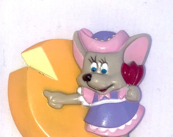 Vintage Mouse With Cheese Refrigerator Plastic Magnet