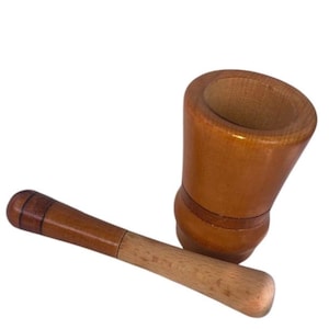 Vintage Wooden Natural Bamboo Mortar and Pestle Set