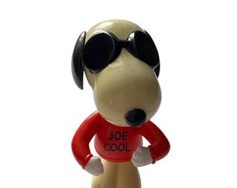 Peanuts Joe Cool Snoopy giocattolo vintage, figura topper per torta