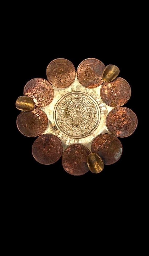 Vintage Mexican Coin Ashtray Peso Mexico Cincuenta Centavos