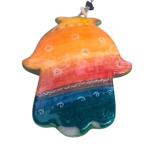 Hamsa Ceramic Handcrafted Hand , Judaica 6”