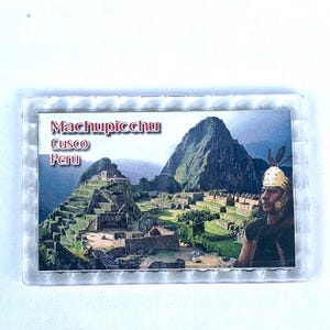 Magnete da frigorifero storico Machu Picchu Inca Perù ~ Magnete da frigorifero vintage Souvenir di viaggio del paese