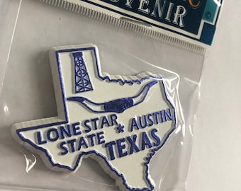 State Souvenir TEXAS Lone Star State AUSTIN Fridge Refrigerator Magnet State Shaped