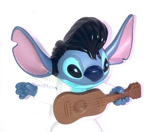 Disney Lilo And Stitch Toy ~ Stitch Elves With Guitar Bobble Head Happy Meal Vintage Toy ~ McDonald’s Elves Stitch Toy , Cake Topper