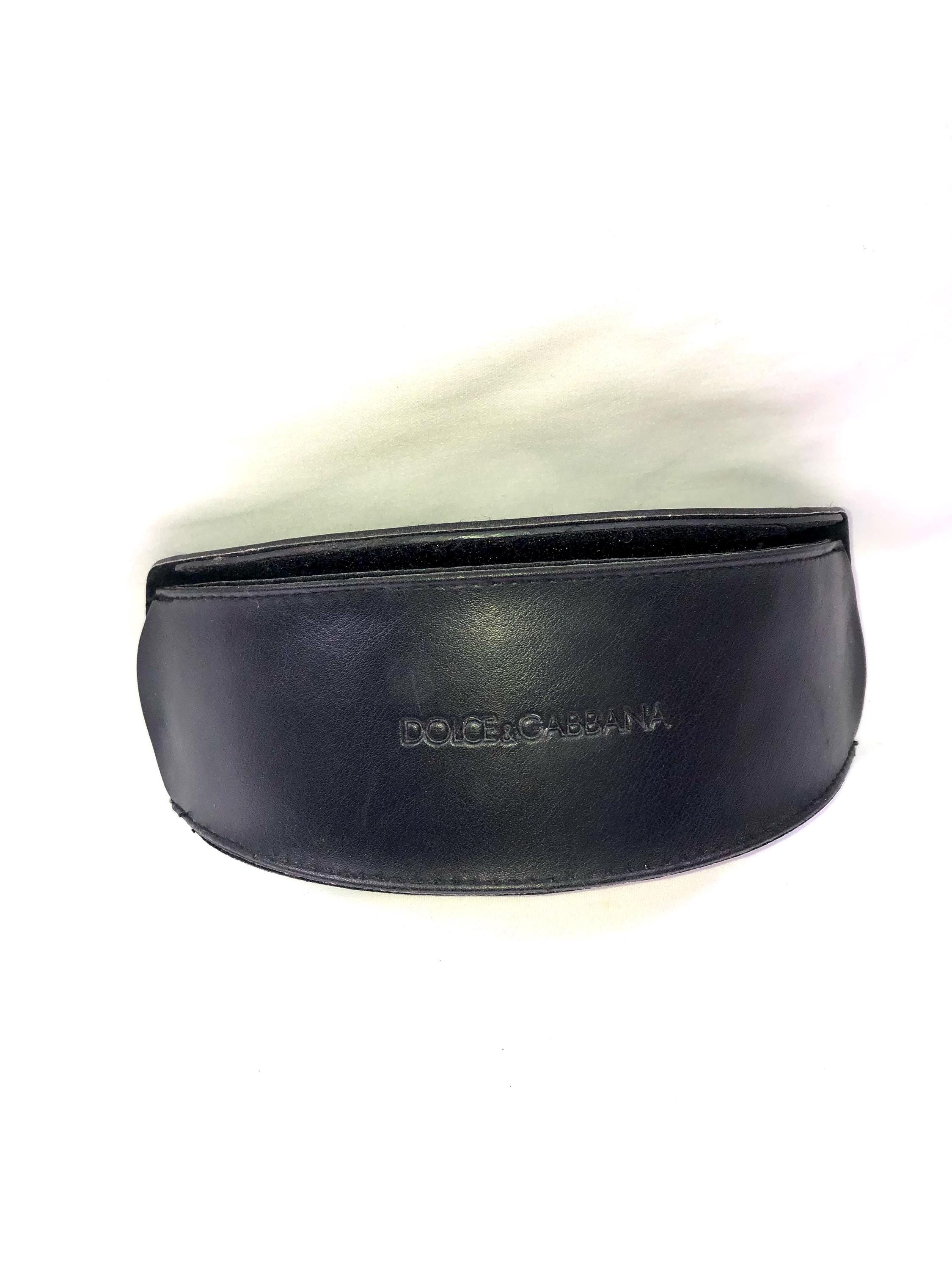 DOLCE GABBANA Logo Black Leather Sunglasses Eyewear Glasses Large Case Etsy Canada