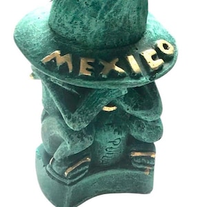 Mexican SLEEPING Siesta Man Pepe Sombrero Decoration Vintage Clay Figurine 5” Mexico