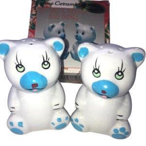 Vintage BusyBears Cerâmica Saleiro e Pimenteiro Shakers