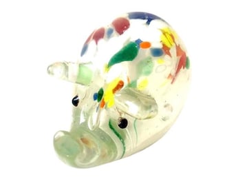 Vintage Murano Glass, Handcrafted Unique Elephant Figurine, Glass Art