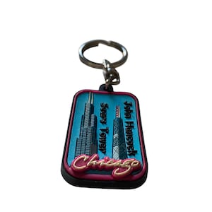 Chicago Illinois Skyline Vintage Keychain/Keyring , Country City Souvenir