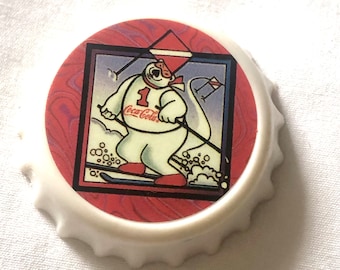 Imán para refrigerador con tapa de botella de Coca-Cola vintage