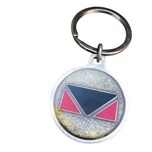 Vintage Cadillac Chrome Black and Red Enamel Keychain