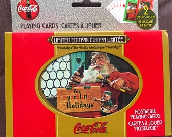 Coca Cola 2 barajas para unas fiestas brillantes, lata de 1998, nueva en caja, edición limitada, cartas coleccionables
