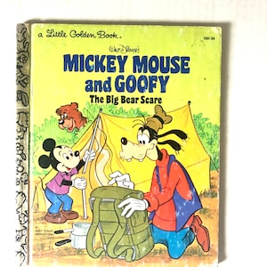 Vintage Micky Maus und Goofy Der Große Bär erschrecken Ein Kleines Goldenes Buch 1978