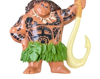 Figura de juguete vintage de Disney Moana Maui Demigod, adorno para tarta