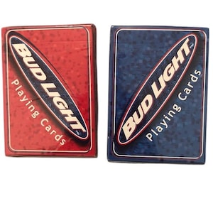 Vintage 1999 Bud Light Beer Playing Cards Blue and Red, Lot of 2 Sealed New