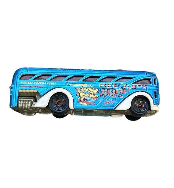 Hot Wheels Surfin' School Bus 2000 Beebop's Surf Shops Blue