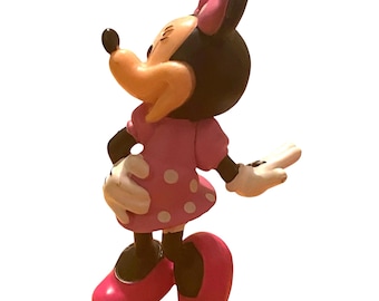 Figura de juguete vintage de PVC de Minnie Mouse con vestido rosa de 3,5" para decorar tartas