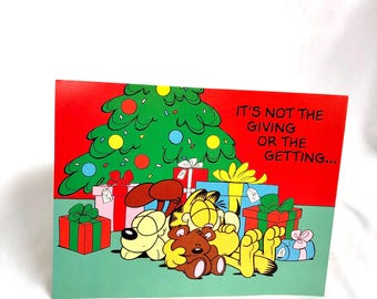 Garfield  Christmas Card ~ It’s Not The Giving Or The Getting….. It’s The Loving ! ~ Happy Holidays ! ~ Vintage 1978 Card