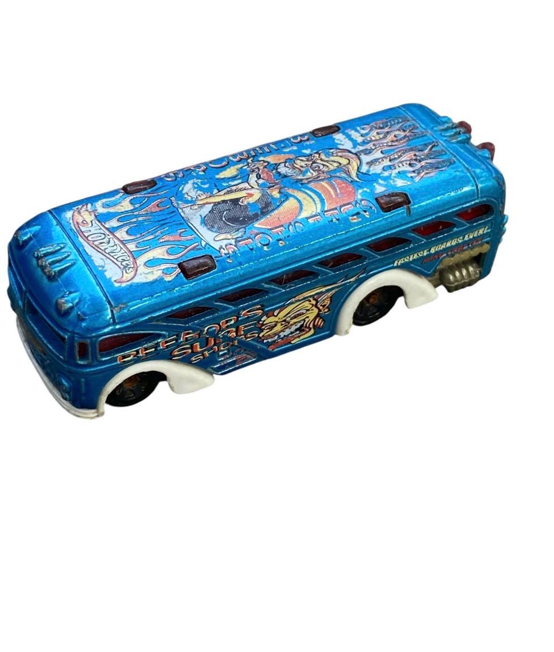 Hot Wheels Surfin' School Bus 2000 Beebop's Surf Shops Blue
