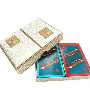 Vintage Waddingtons Playing Cards Advertising 1950's Waddingtons Double Deck Poker Playing Cards
