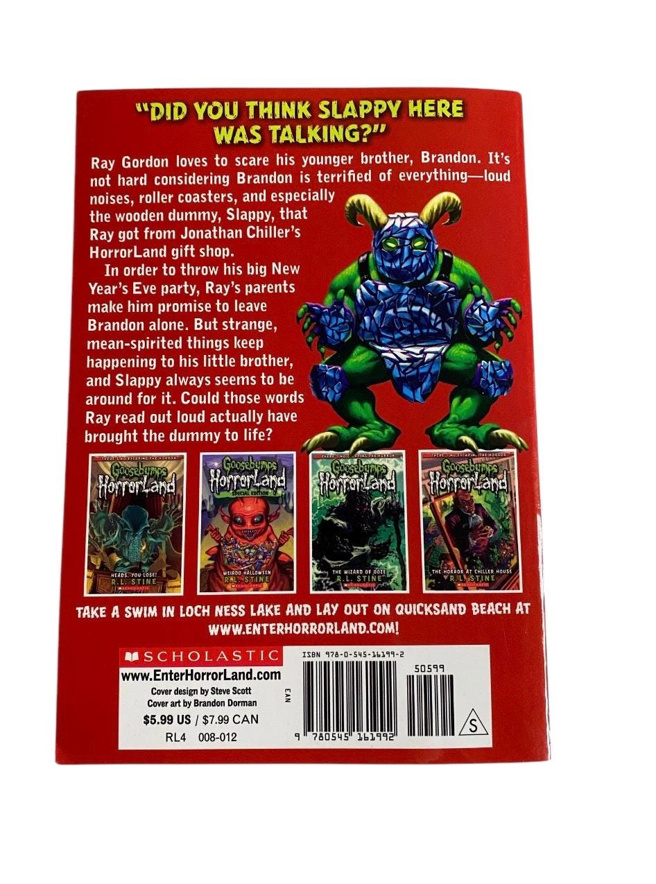 Goosebumps Horrorland #18 ~slappy New Year~ Book by R. L. Stine - Etsy