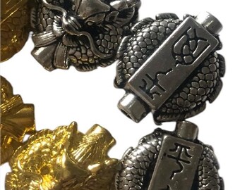 DELORIGIN 24 Pièce De Perles D'Espacement Tête De Dragon 2 Styles De Perles D'Espacement De Dragon Antique Style Tibétain Perles D'Espacement En Alliage Pour Bracelet Fabrication De Bijoux Artisanat