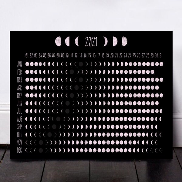 Calendrier Lunaire 21 Phases De La Lune Calendrier De La Etsy