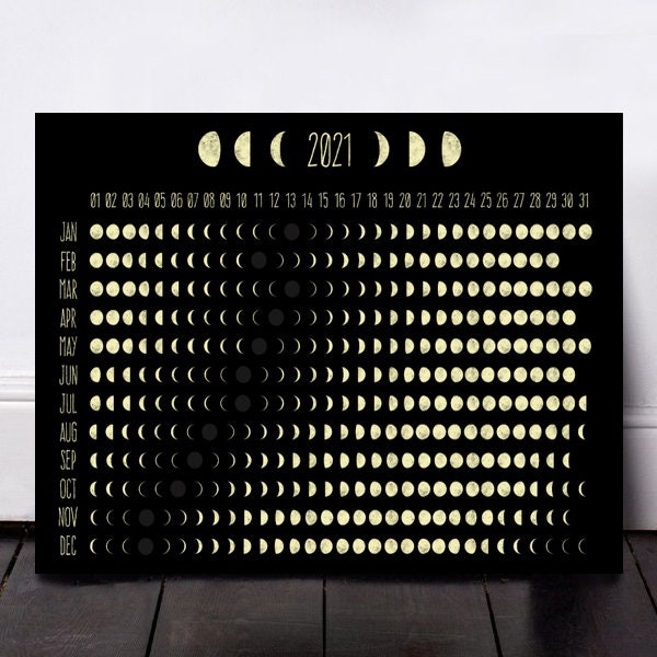 Calendrier lunaire 2021 Phases de la Lune Calendrier de la | Etsy
