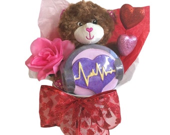 Music Lover Valentines Day Bath Bomb Gift Set, Valentines Day Gift Set, Valentines Day Gift, Valentines Bath Bomb, Heart Bath Bomb,
