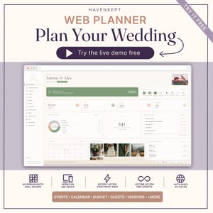 Interactive Wedding Planner | No App Required | Digital Dashboard, Budget Tracker, Guest List, Seating Chart | No Account Required