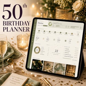 Interactive 50 Birthday Planner Budget Tracker Guest Lists Seating Chart Template Organizer Dashboard Tool Web Based Planner App