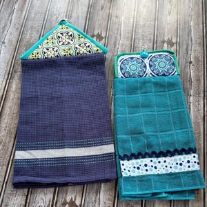 Blue/Teal  Potholder Towel Set