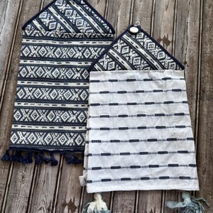 Blue/White Potholder Towel Set