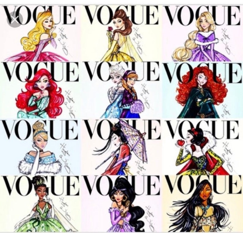 Vogue Disney princess glitter keychains