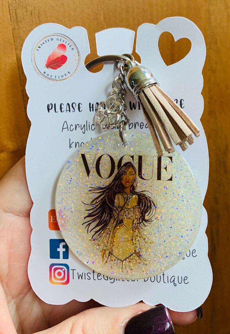 Vogue Disney princess glitter keychains