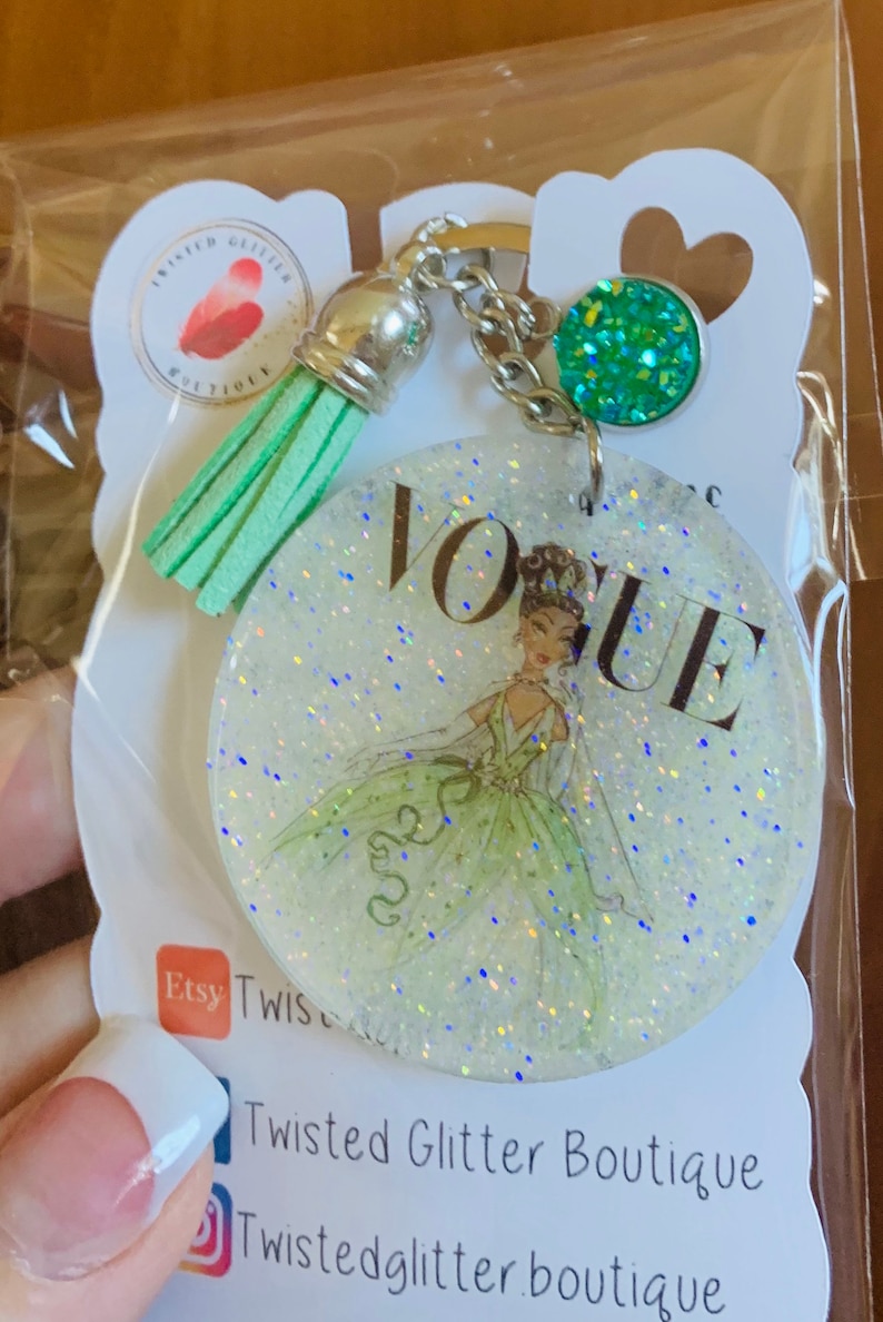 Vogue Disney princess glitter keychains