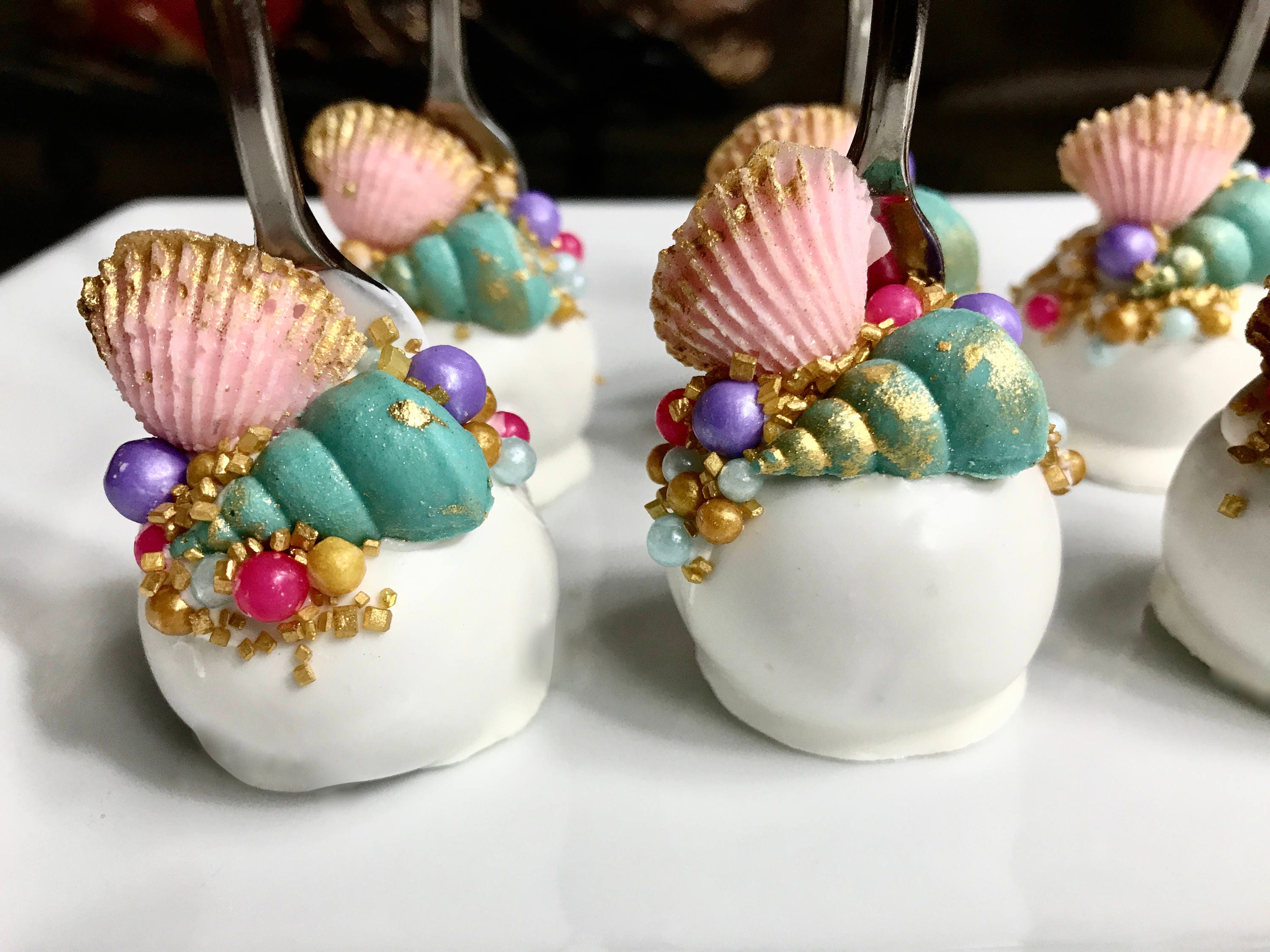 Under the Sea Mermaid Cake Pops Fork Shells Etsy