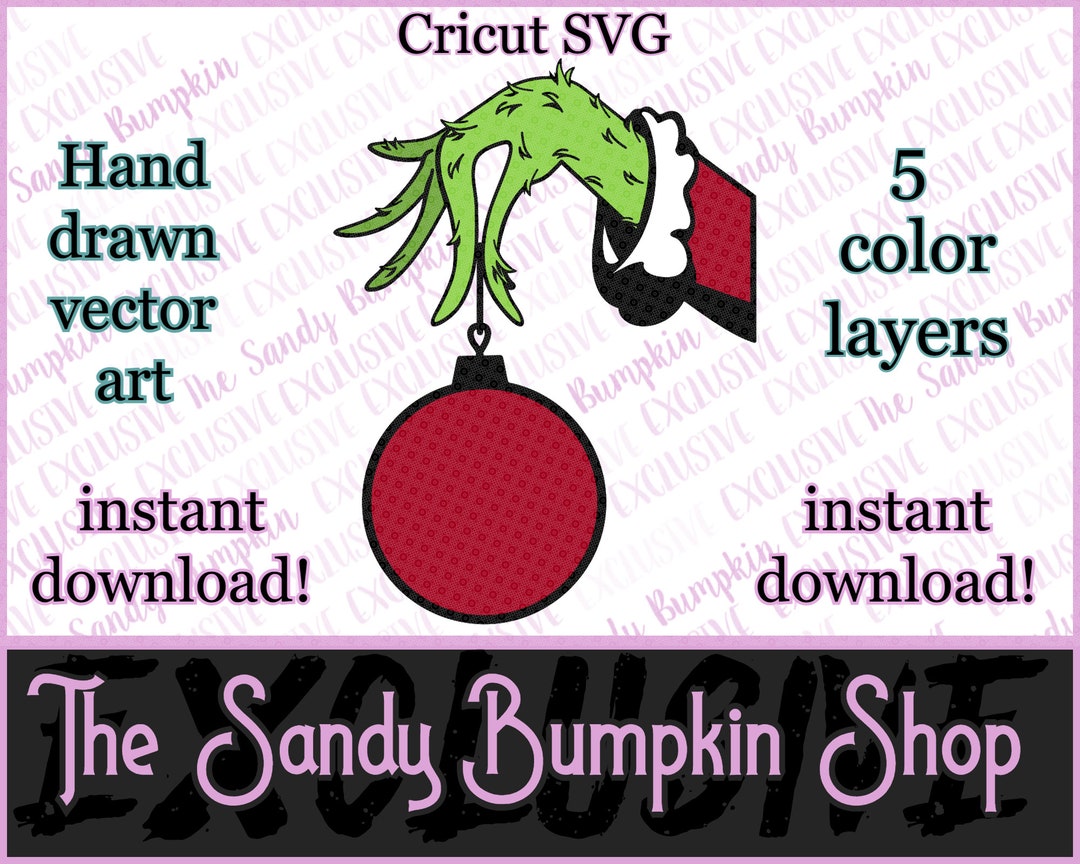 Grinch Grinchmas Hand Holding Ornament, Fan Art, Hand Drawn Vector