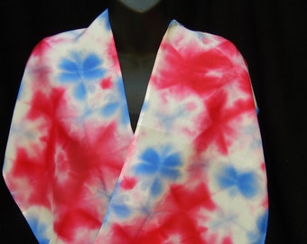 Patriotic Crosses - Hand-dyed Infinity 100%  Silk Scarf; Size 14 x 72, Birthday, Anniversary, Bridesmaid Gift