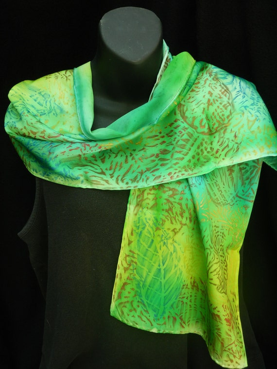 Leafy Silky Scarf   Monstera Scarf, Leaves, Silk Scarf, Gift for Her, Nature  main image 4
