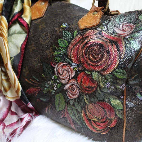 Vintage painted Louis Vuitton Speedy 30 (rose gold)
