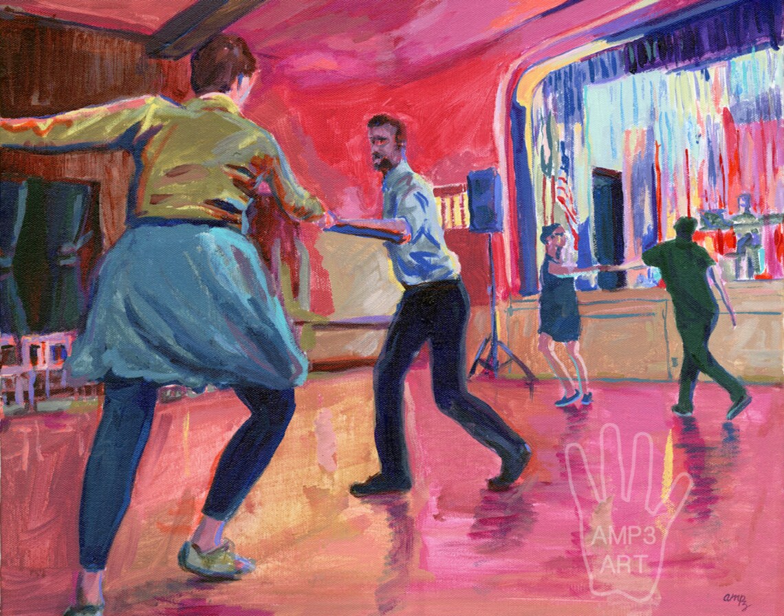 Swing Dance Art/ Lindy Hop/ Balboa Dance/ Collegiate Shag/ Etsy