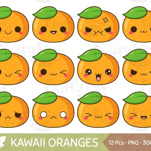 Kawaii Tangerine Clipart, Cute Oranges Faces Clip Art, Fruit Cartoon Food Farm Produce Design Expression Emoji Digital Graphic PNG Download