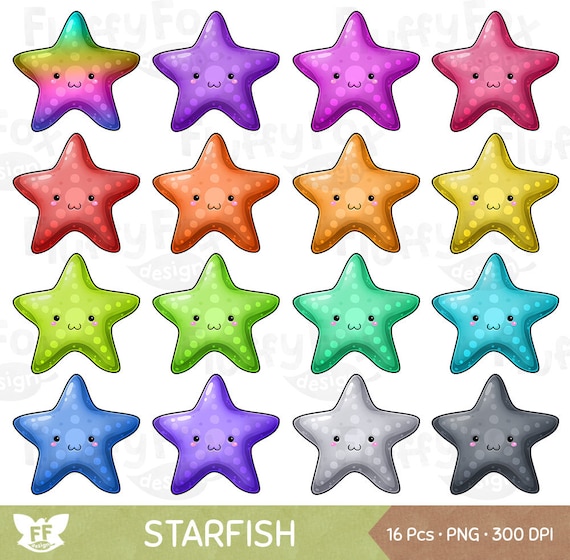 Kawaii Starfish Clipart, Star-fish Clip Art Sea Life Marine Nautical  Underwater Ocean Saltwater Beach Creature Colorful PNG Graphic Download -  Etsy Sweden
