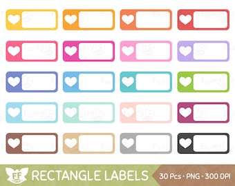 Rounded Rectangle Label Clipart, Frame Clip Art, Cute Blank Box Tag Shape Template Rainbow Heart Icon Graphic PNG Télécharger, Utilisation commerciale