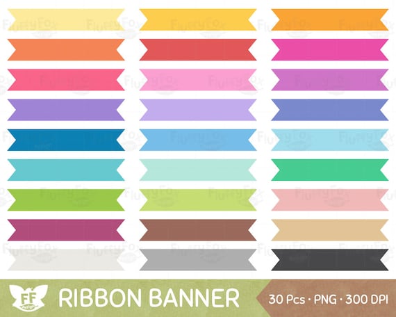 Ribbon Banner Clipart Label Clip Art Ribbons Cliparts Etsy